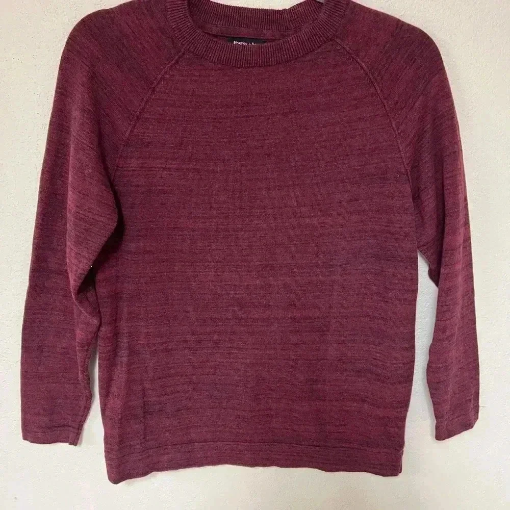 Porter + Ash Men’s Burgundy Cotton Marled Crewneck Sweater Small